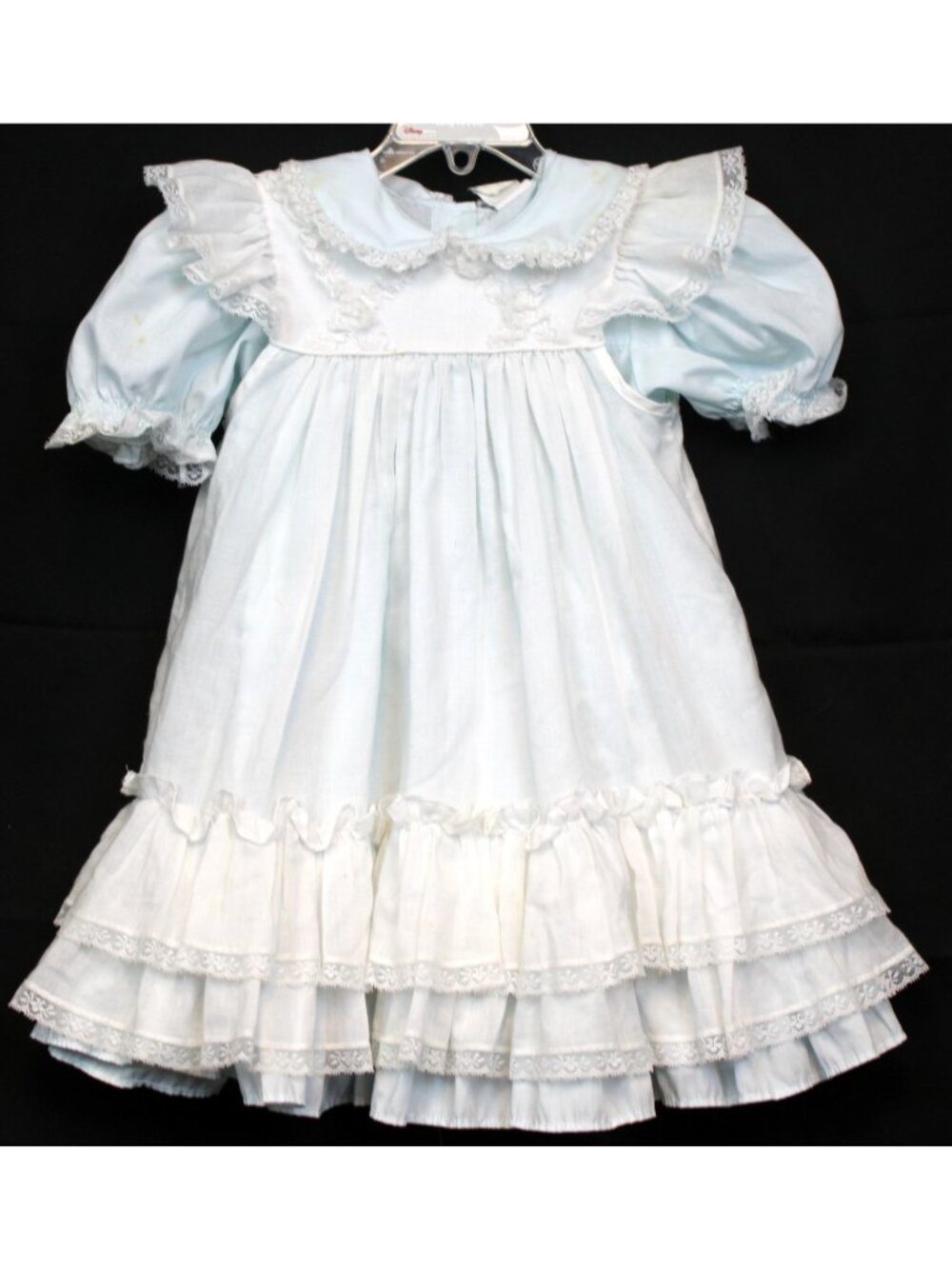 Vtg Bryan Layered Long Dress sz 4 Empire Waist Ruffles Lace Pinafore Puff Sleev